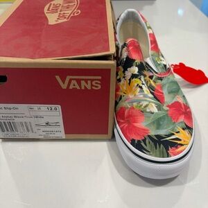 Vans Aloha Black Floral Slip-On Shoes